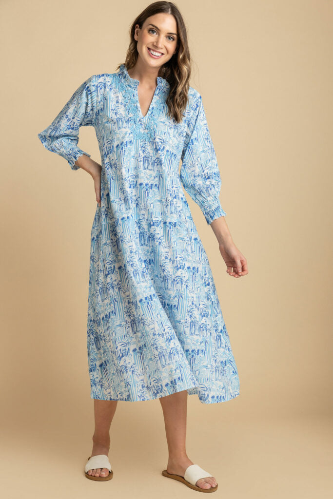 Amaya Bryony Embroidered Cotton Midi Dress Front