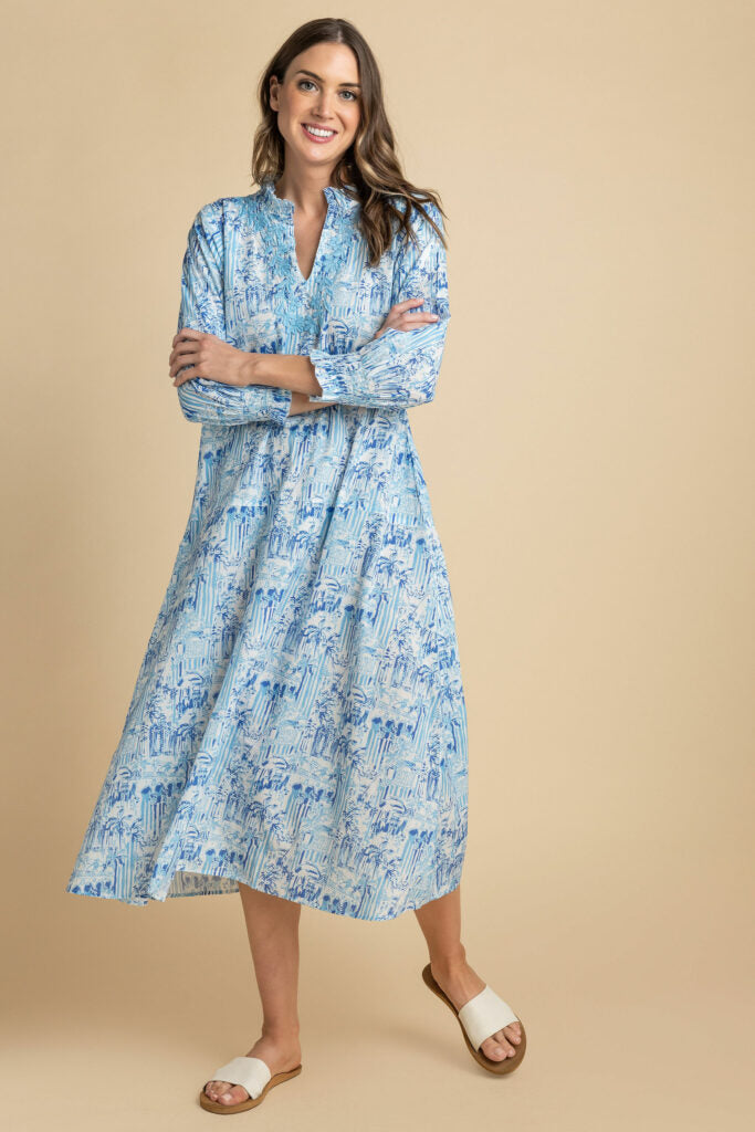 Amaya Bryony Embroidered Cotton Midi Dress Full