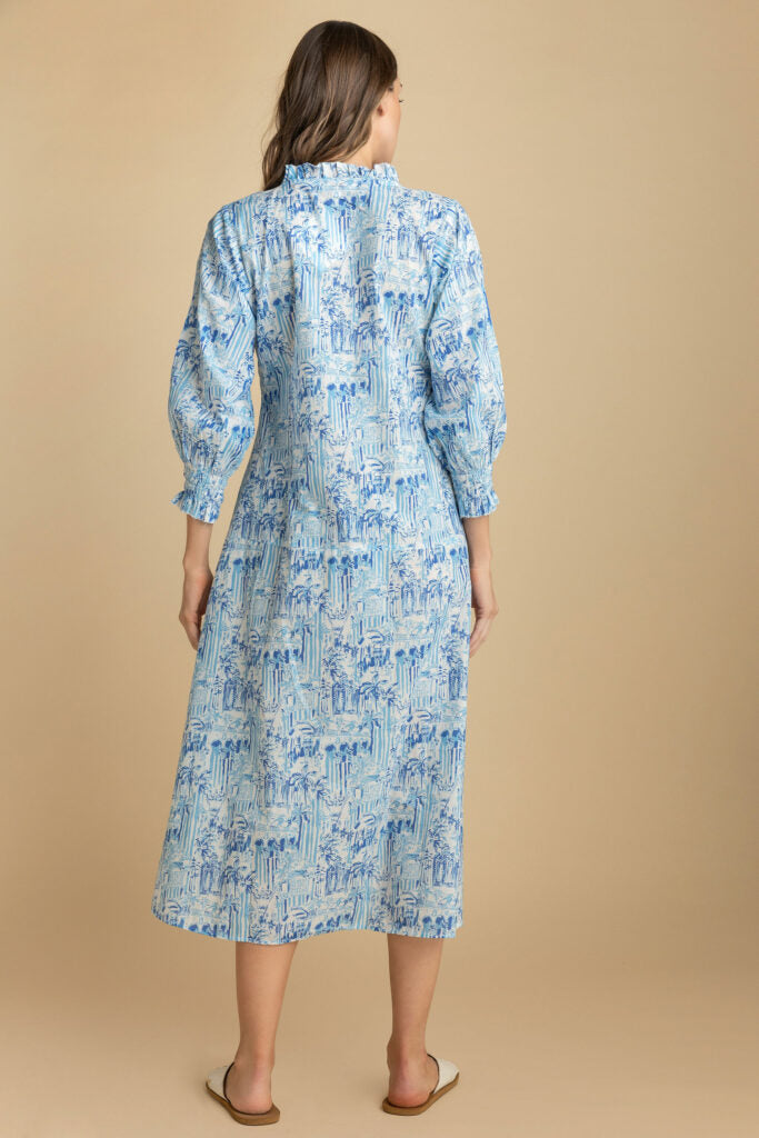 Amaya Bryony Embroidered Cotton Midi Dress Back