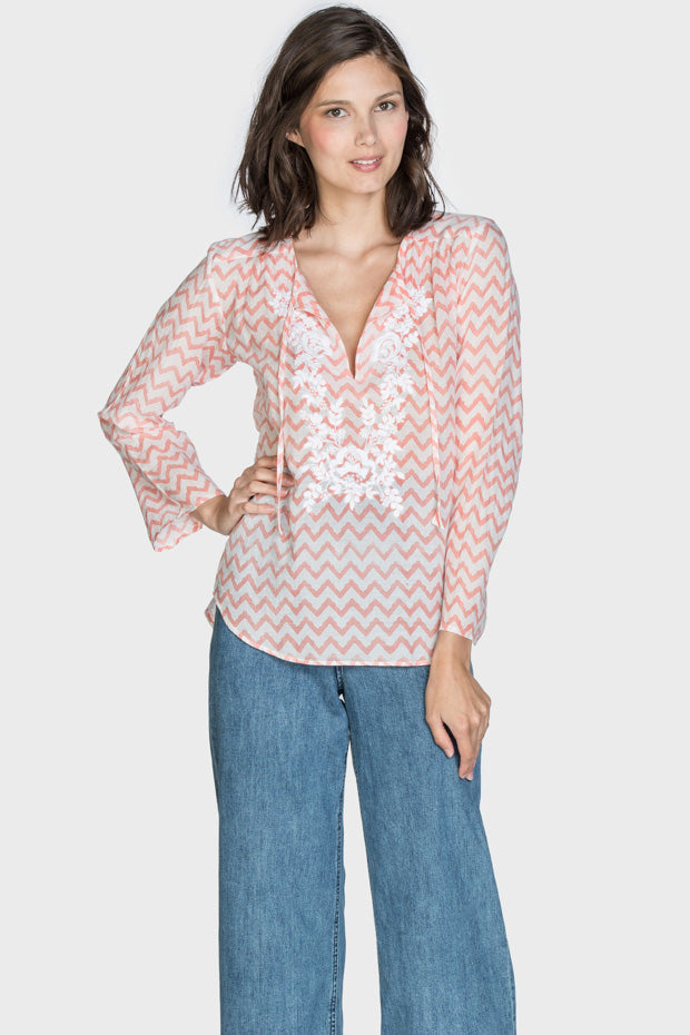 Lena Coral Reef Cotton Top Front