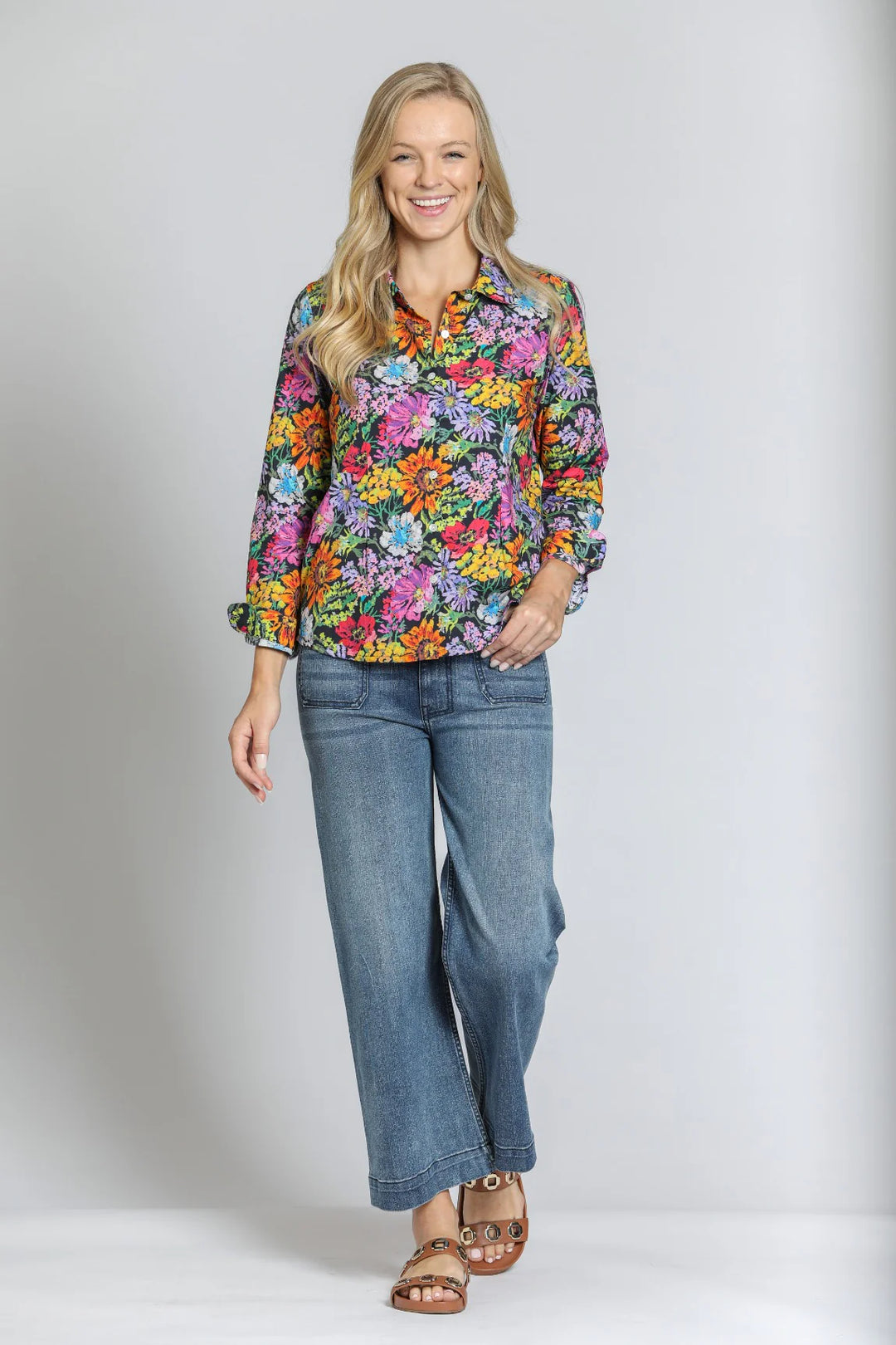 Classic Button-Up Shirt Whimsical Wildflower 2