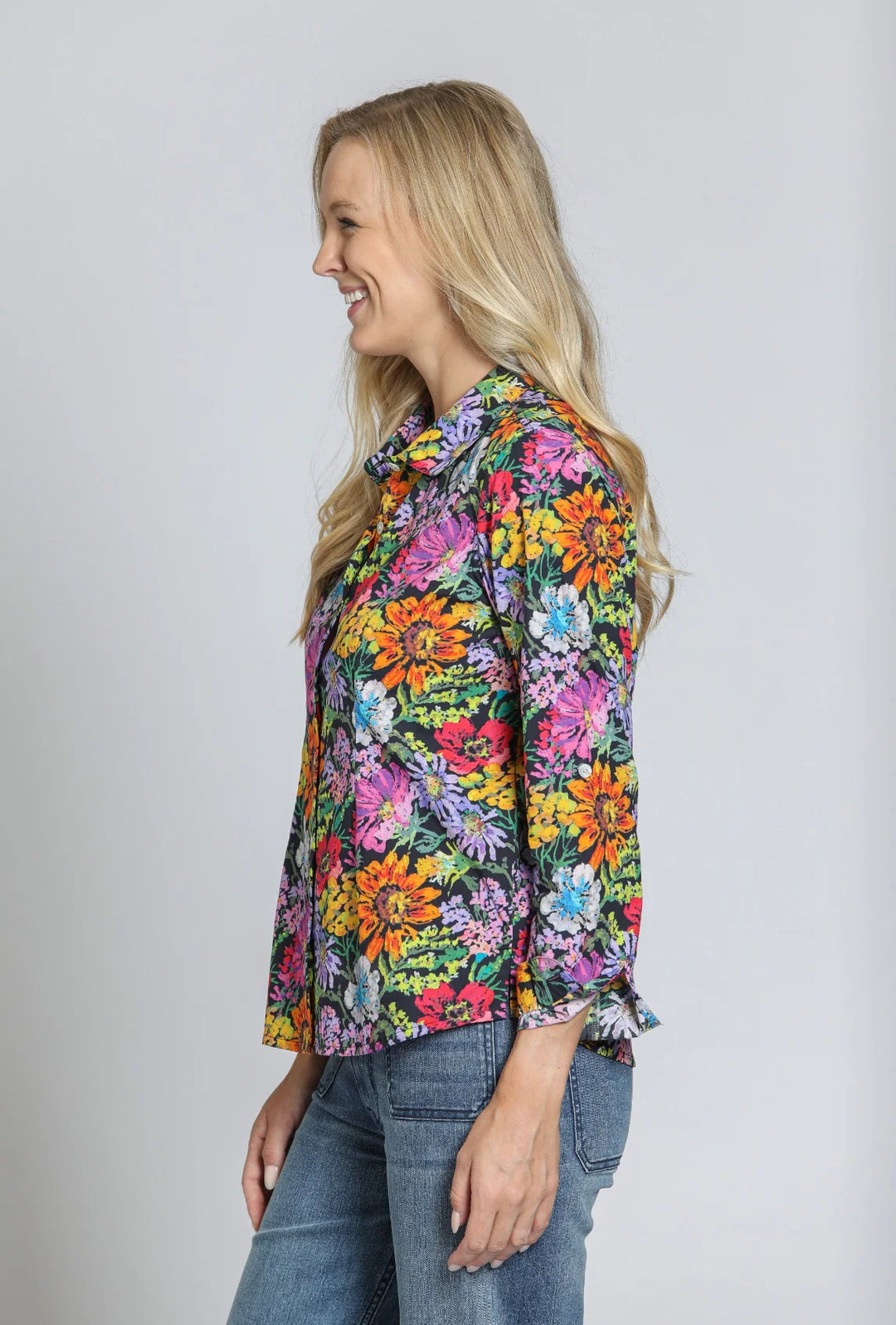 Classic Button-Up Shirt Whimsical Wildflower 3