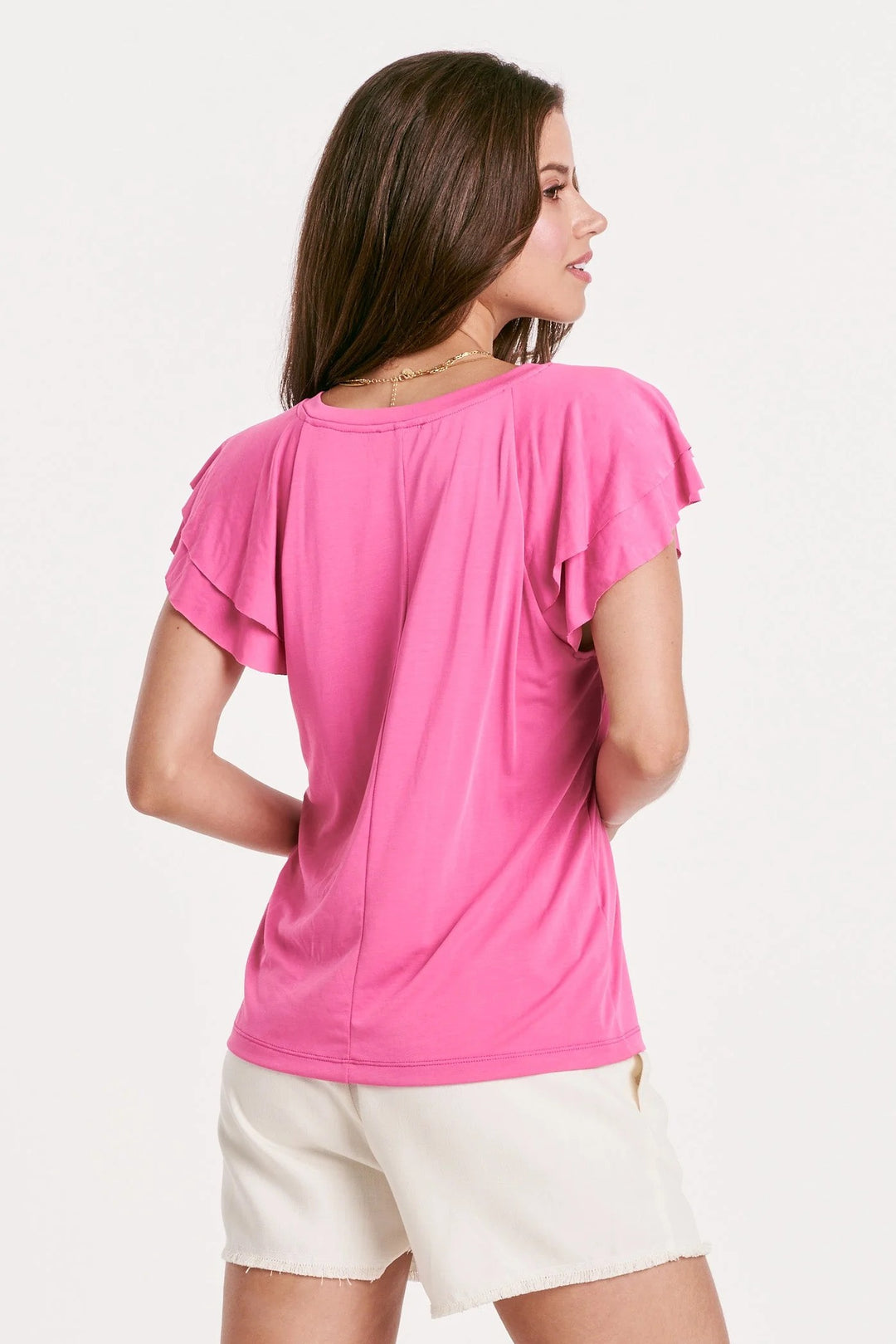 Another Love Ember Petal Sleeve Top Pink Tuberose Back