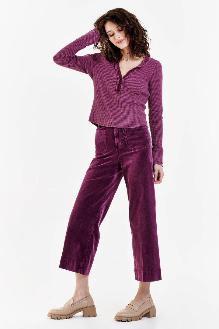 Audrey Wide Leg Corduroy Pant Purple Potion Full Front.