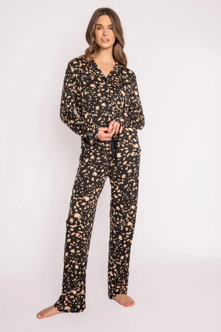 Black Cheetah PJ Set Full Front.