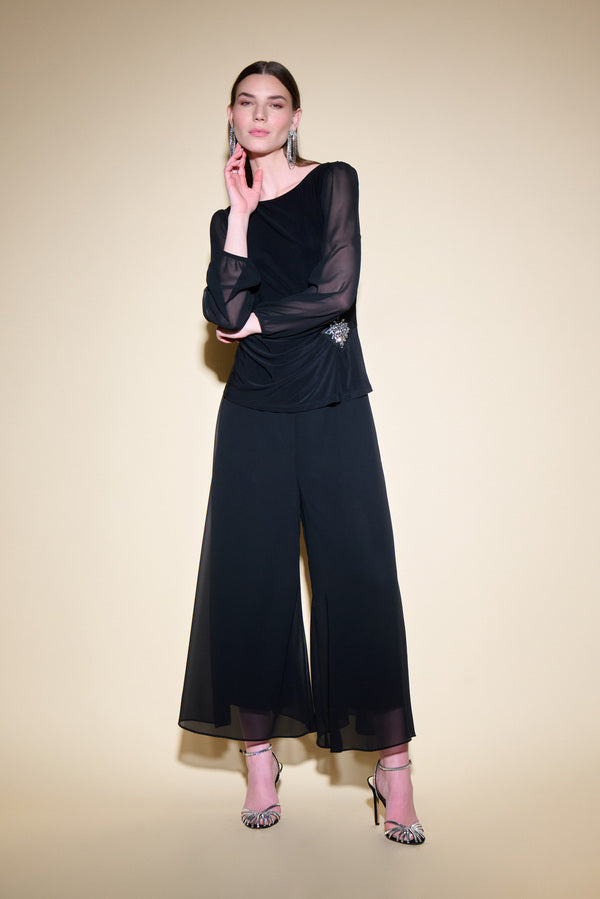 Chiffon Wide Leg Pants Style 234724 Full Front.