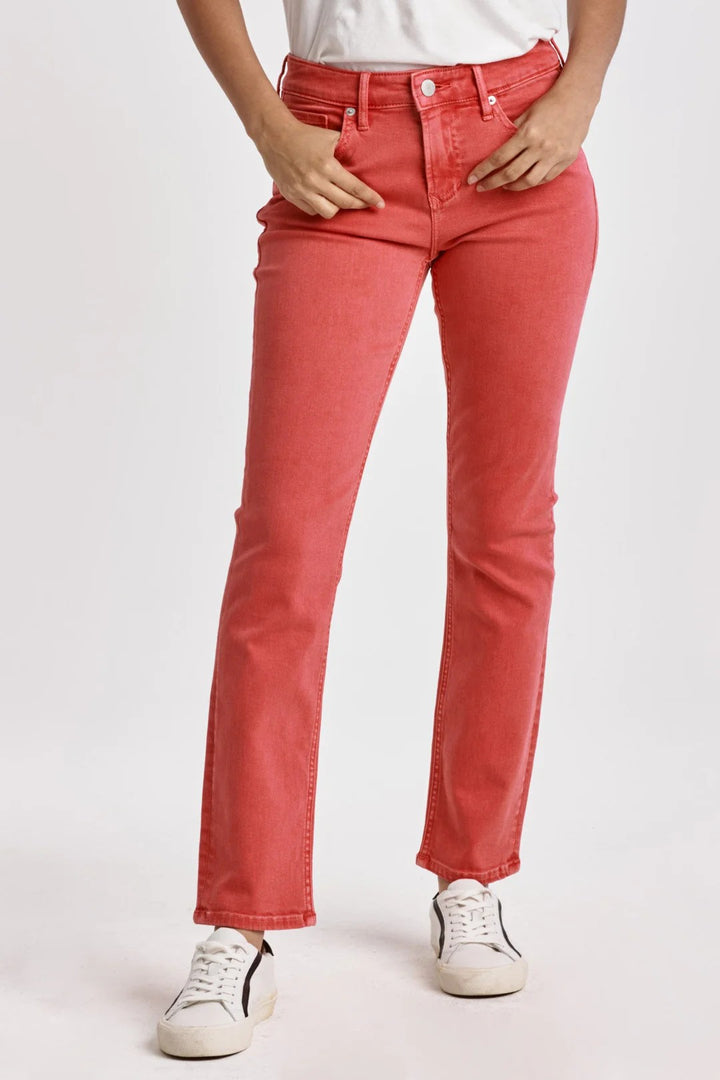 Dear John Blaire High Rise Slim Straight Jeans Viva Magenta Front