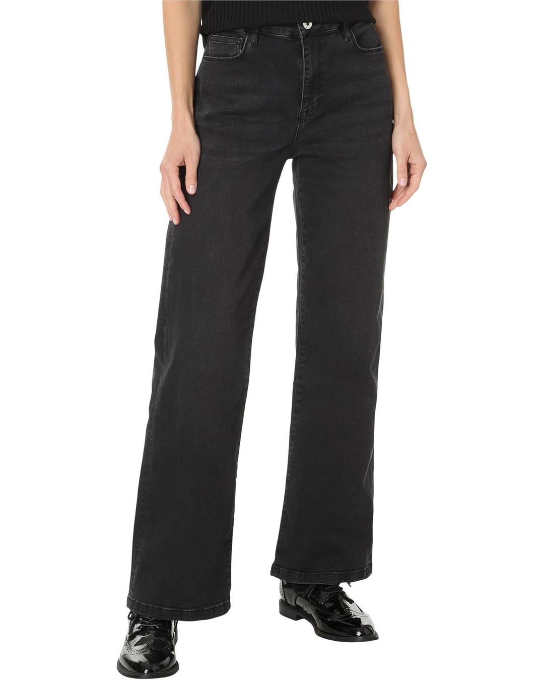 Wide Leg Jeans Washed Black Denim 1