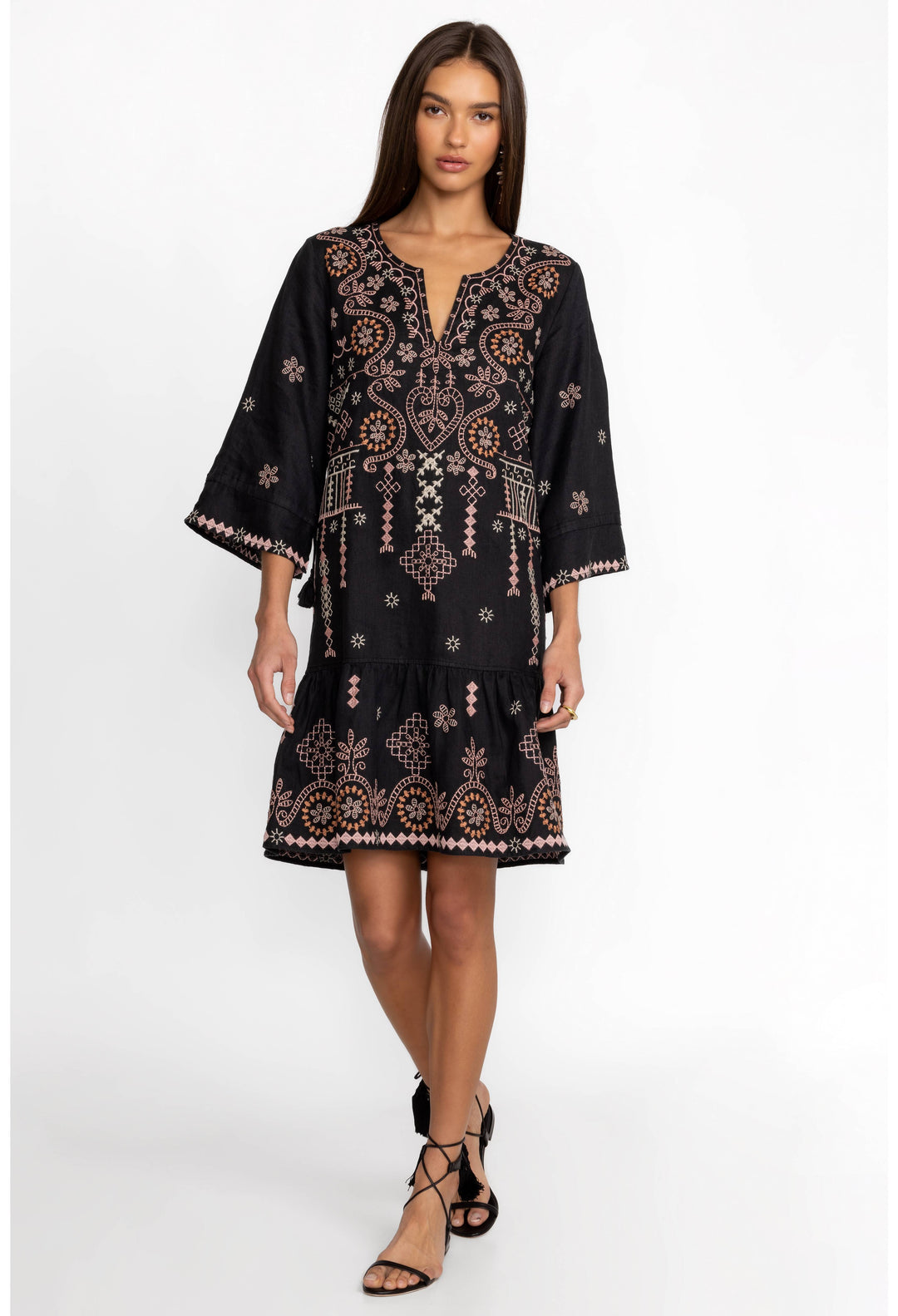 Faye Kimono Sleeve Flounce Dress Front