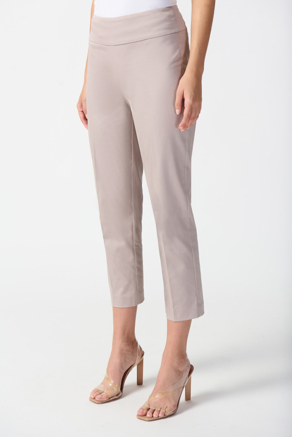 Taupe Cropped Pull-On Pants Style 242240 Front