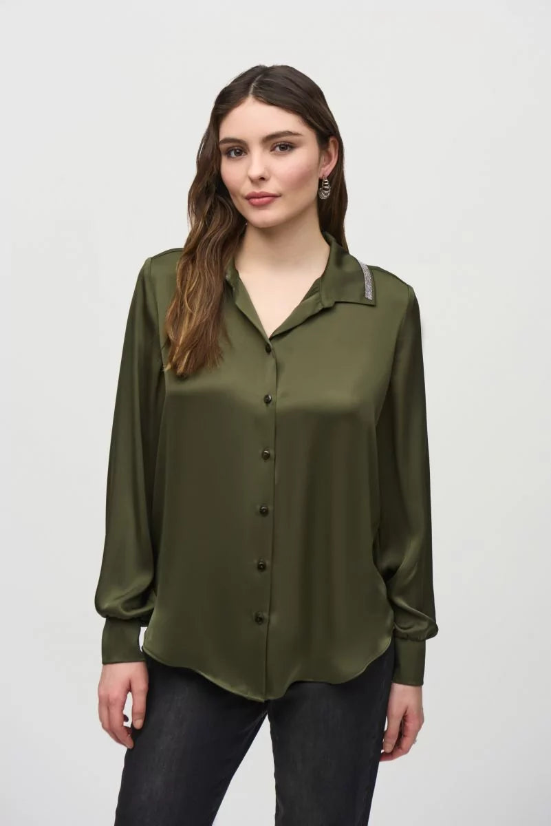 Satin Straight Blouse Style 244101 Front