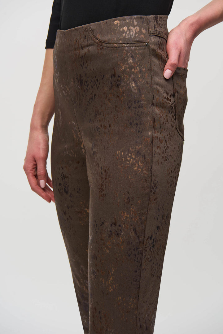 Brown/Multi Foiled Animal Print Classic Denim Pants Style 244945 3