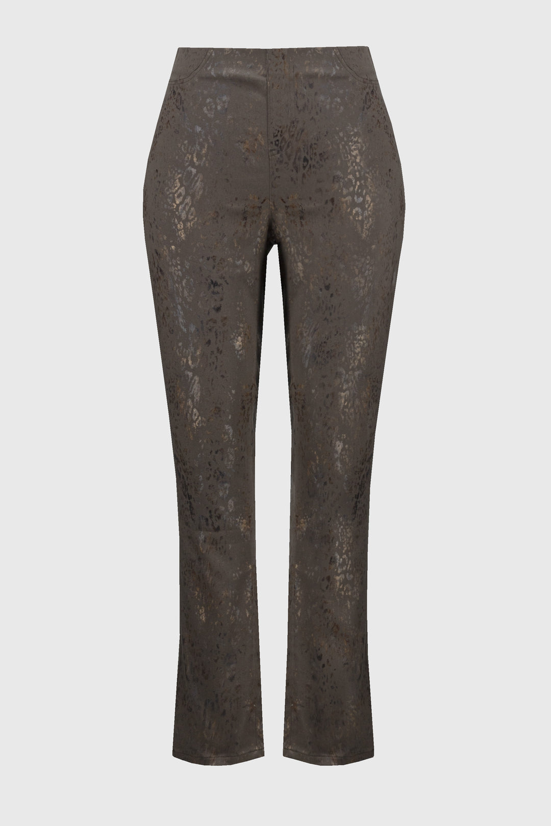 Brown/Multi Foiled Animal Print Classic Denim Pants Style 244945