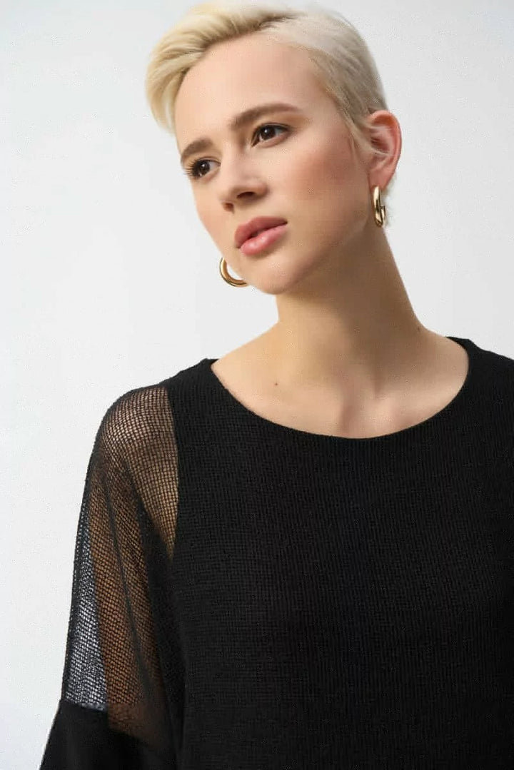 Black Mesh And Silky Knit Cocoon Top Style 251092 3