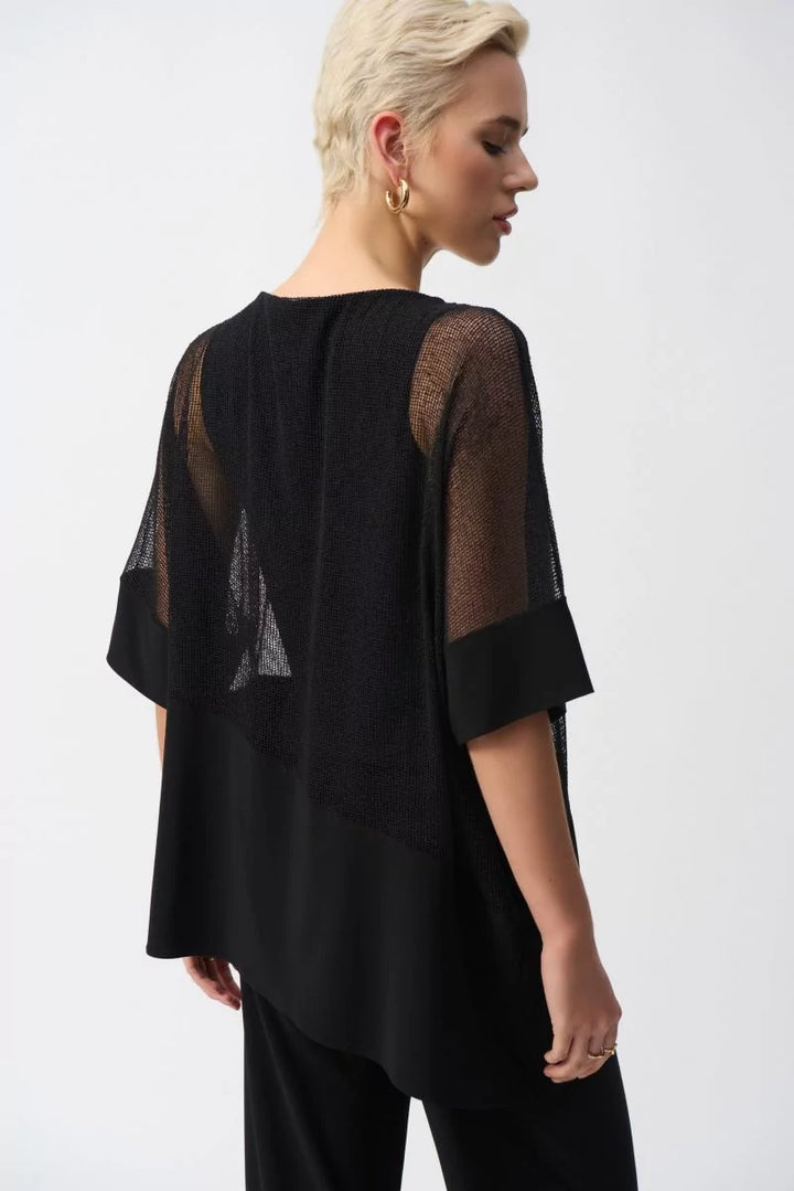 Black Mesh And Silky Knit Cocoon Top Style 251092 4