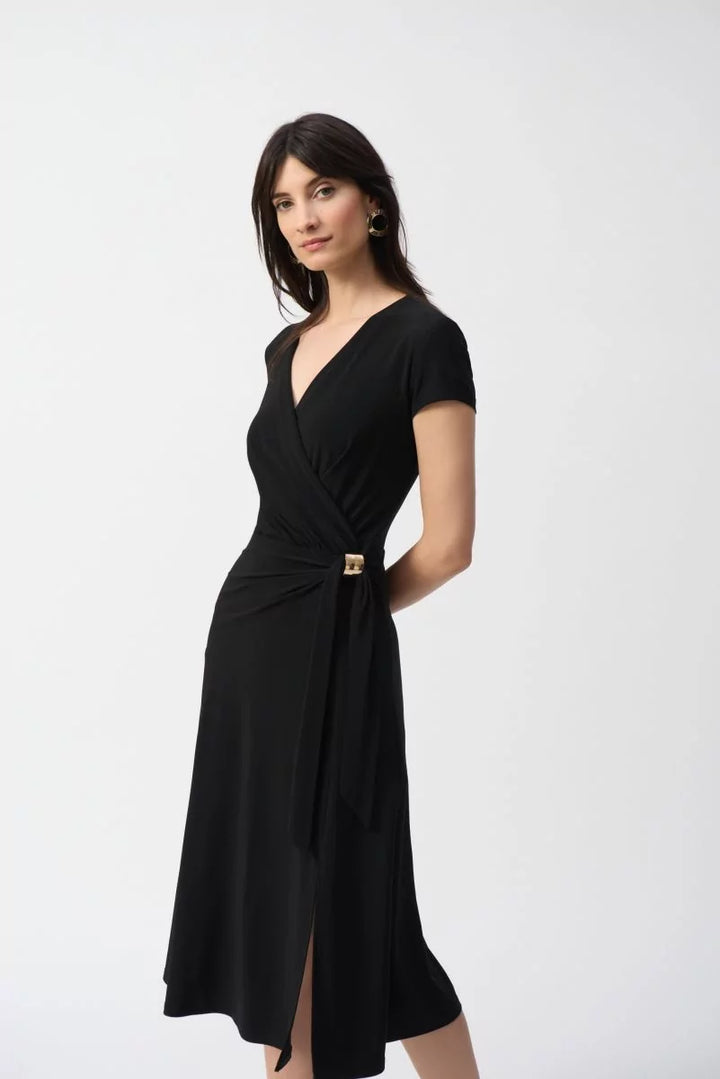 Black Flowy Wrap Dress Style 251250 2