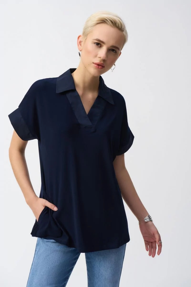 Midnight Blue Boxy Top Style 251290 3