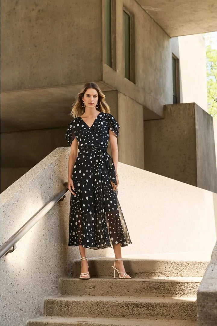 Chiffon Dot Print Wrap Dress Style 251907 1