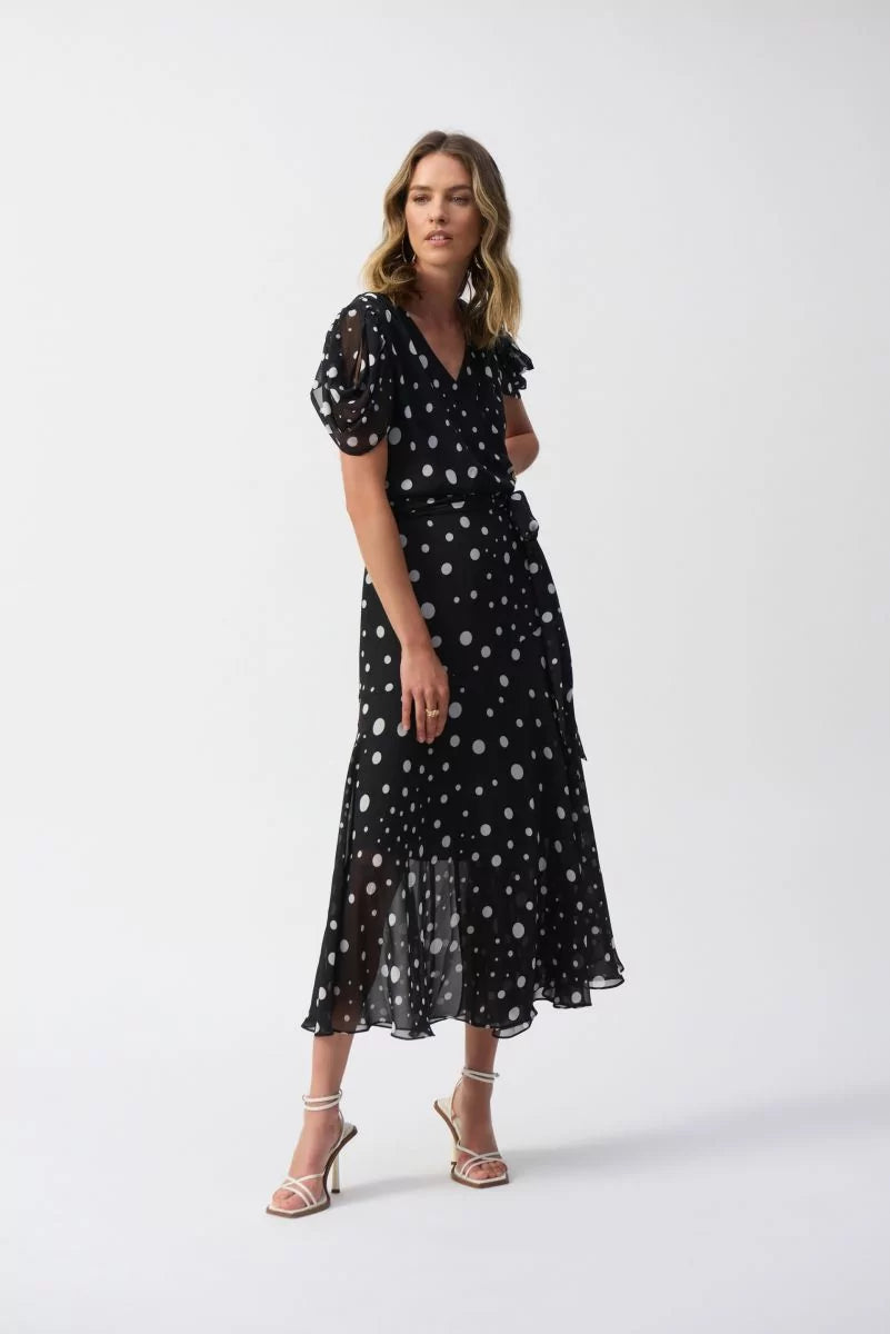 Chiffon Dot Print Wrap Dress Style 251907 2