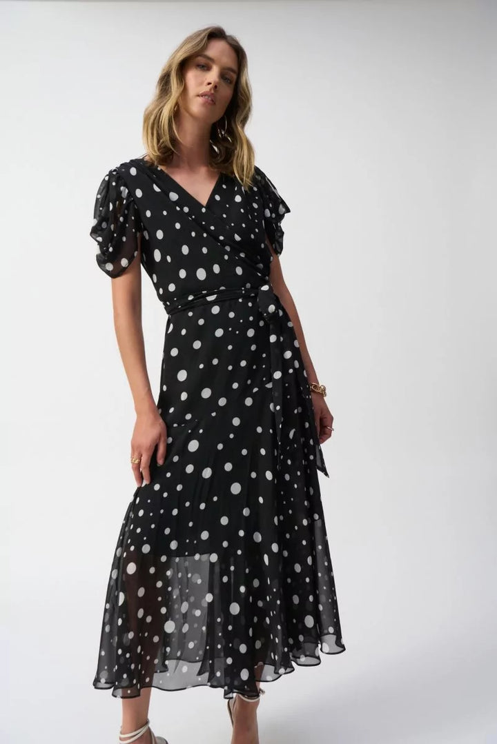 Chiffon Dot Print Wrap Dress Style 251907 3