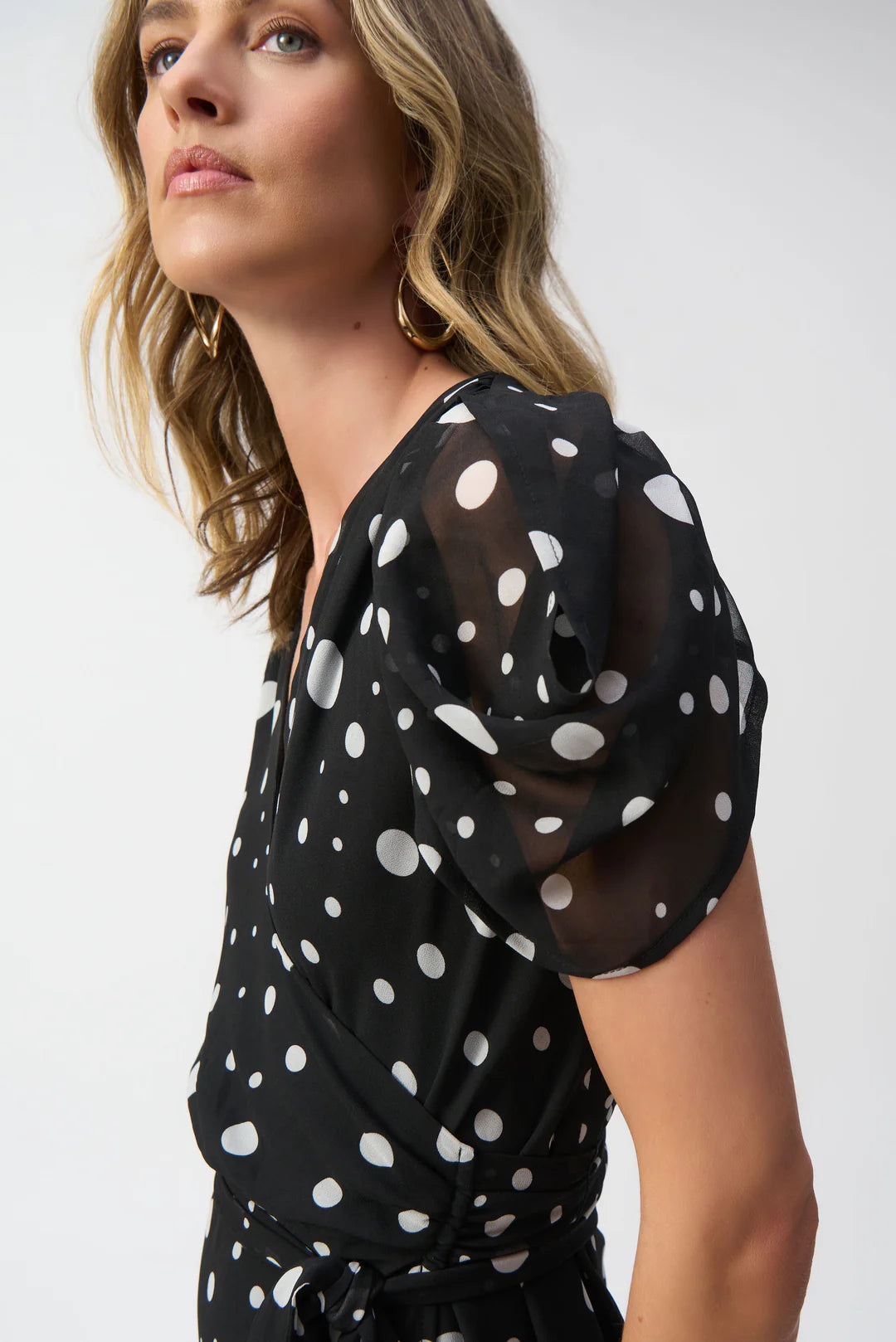 Chiffon Dot Print Wrap Dress Style 251907 4