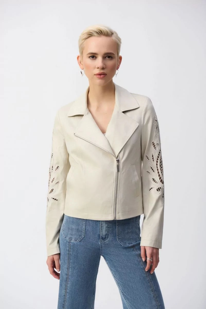 Foiled Faux-Suede Moto Jacket Style 251936 1