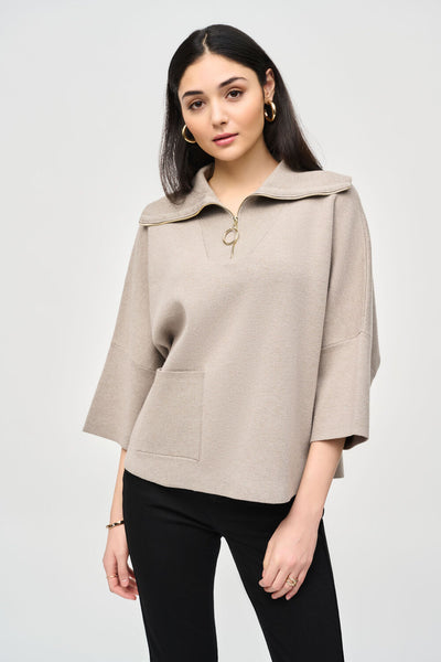 Taupe Jacquard  Sweater Style 243954 Front