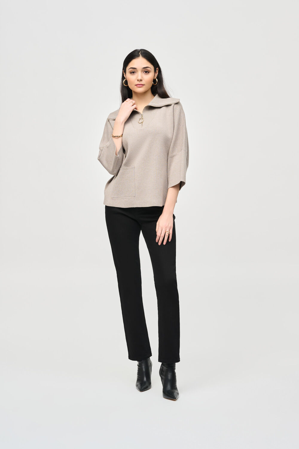 Taupe Jacquard  Sweater Style 243954 Full