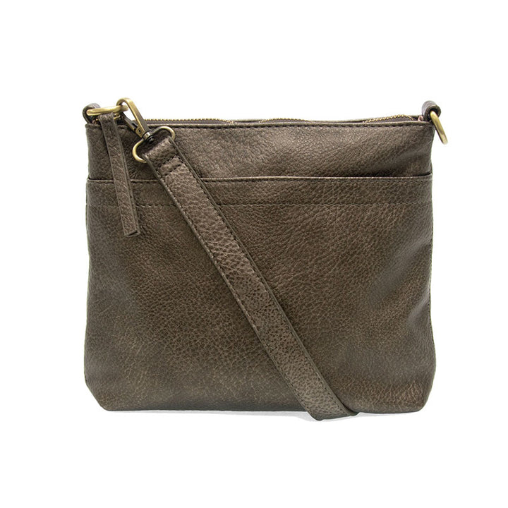 Layla Top Zip Crossbody Bag Pewter Front