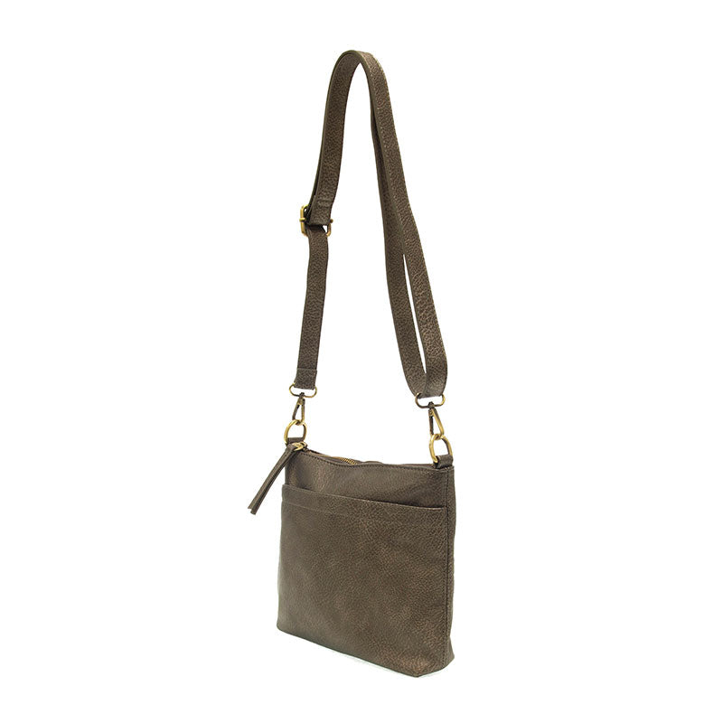 Layla Top Zip Crossbody Bag Pewter  Side