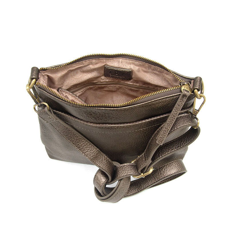 Layla Top Zip Crossbody Bag Pewter  Interior