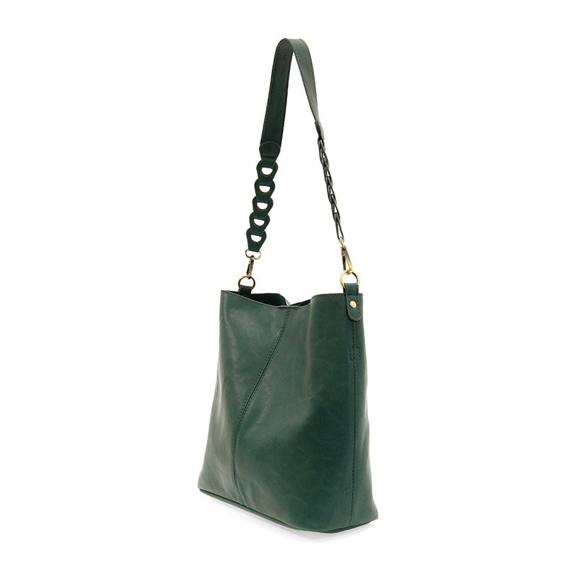 Tessa Convertible Hobo with Link Shoulder Strap Dark Teal Side