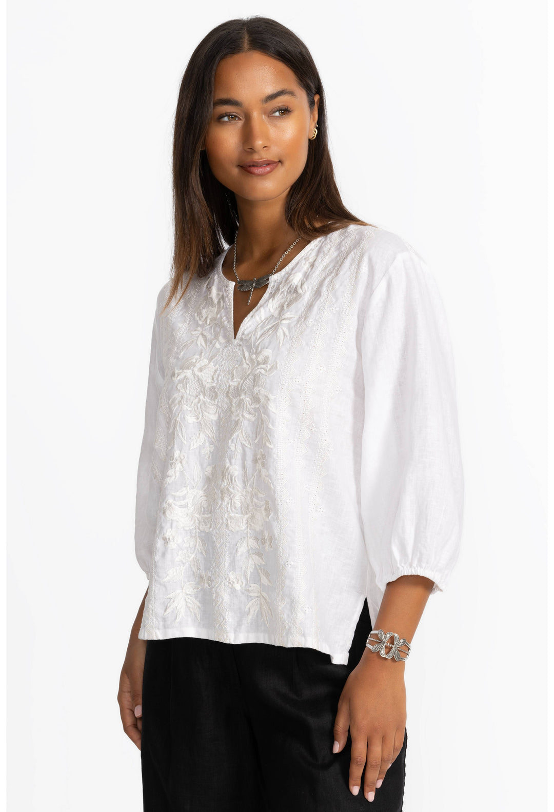 Camille Split Neck Linen Blouse 3