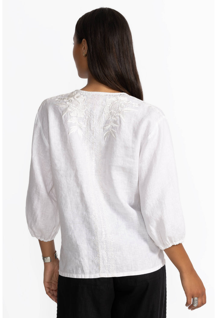 Camille Split Neck Linen Blouse 4