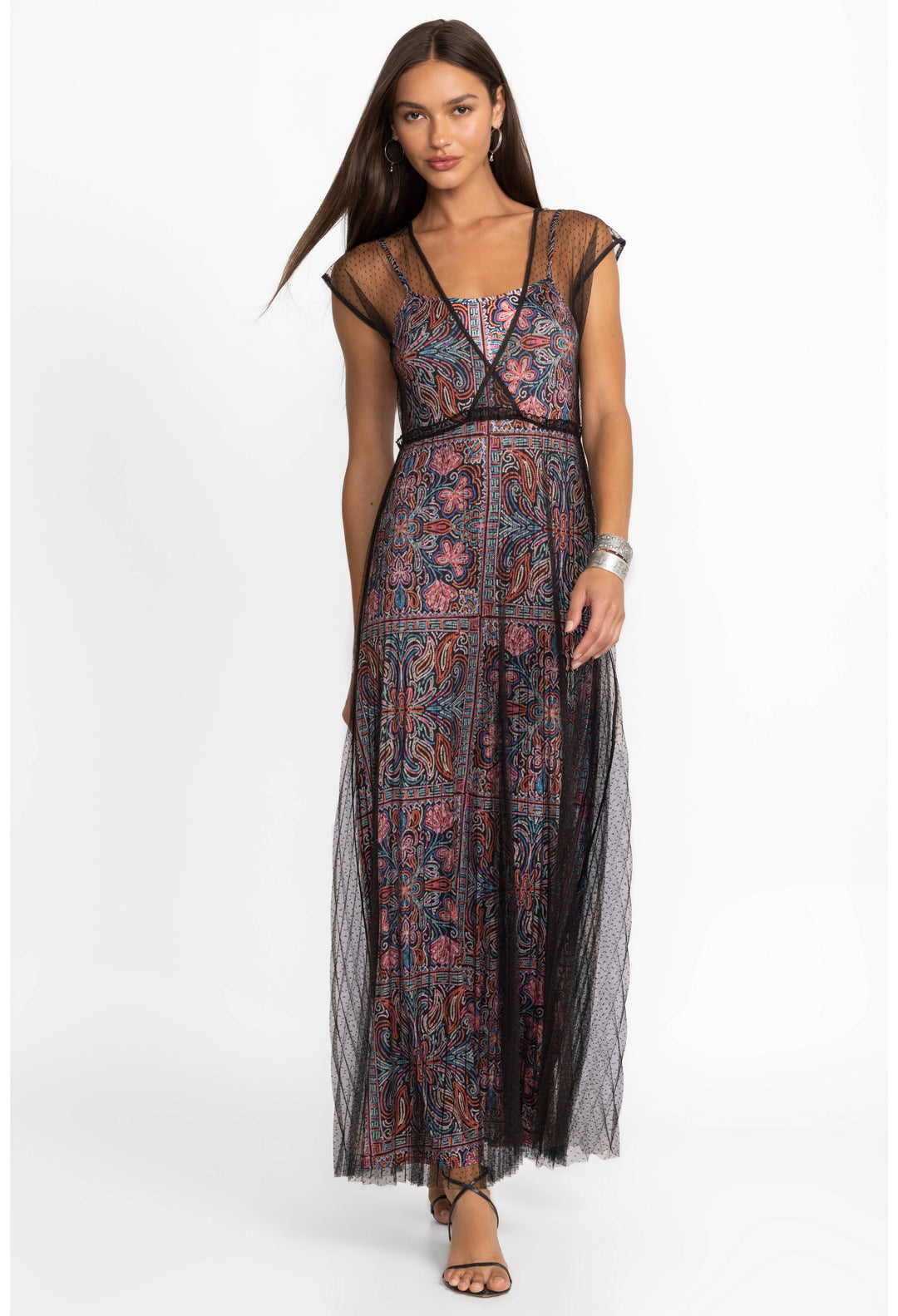 Justina Pleated Maxi Dress Front