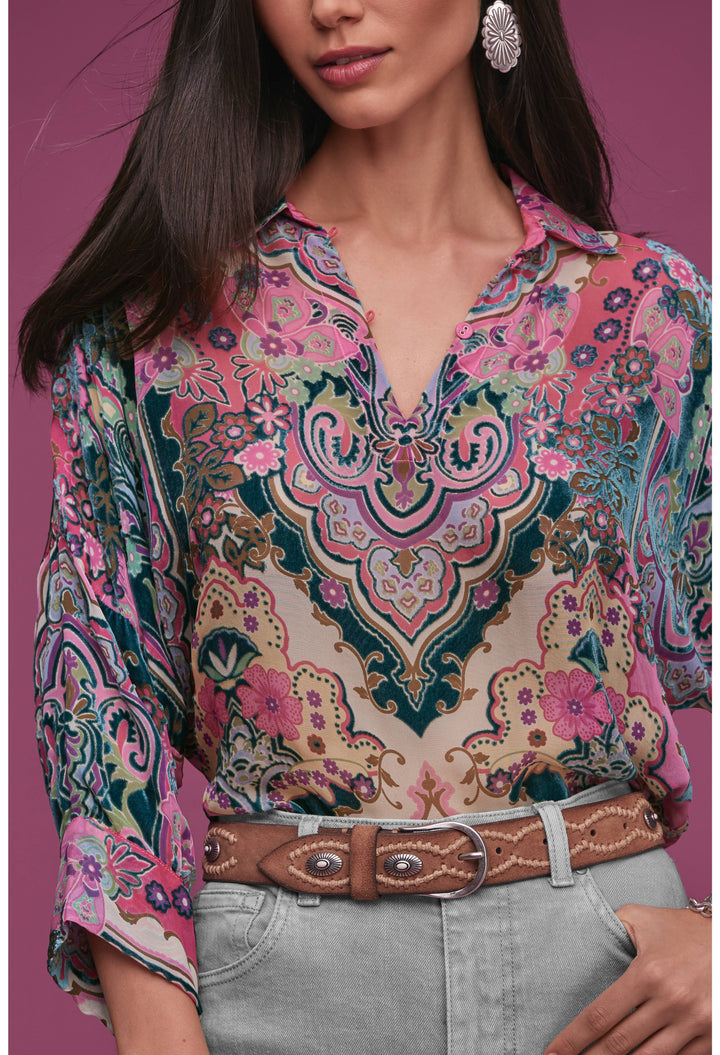 Johnny Was Marlow Burnout Blouse Detail