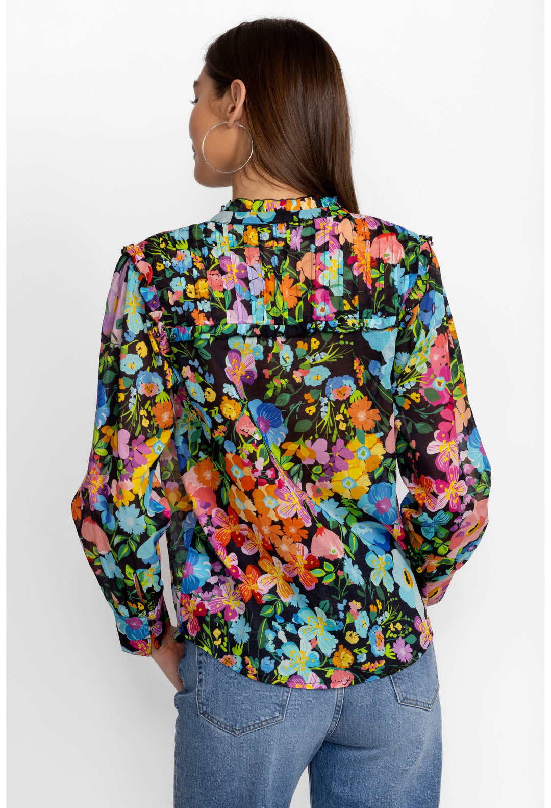 Johnny Was Wild Bloom Ruffle Yolk Blouse Back