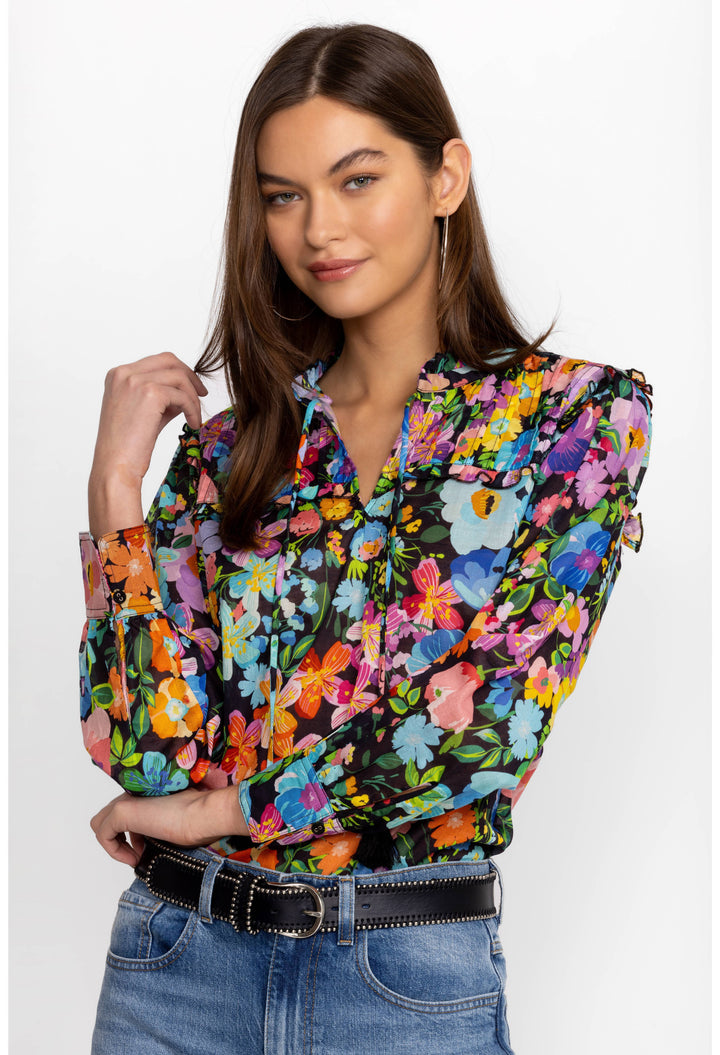 Johnny Was Wild Bloom Ruffle Yolk Blouse Front