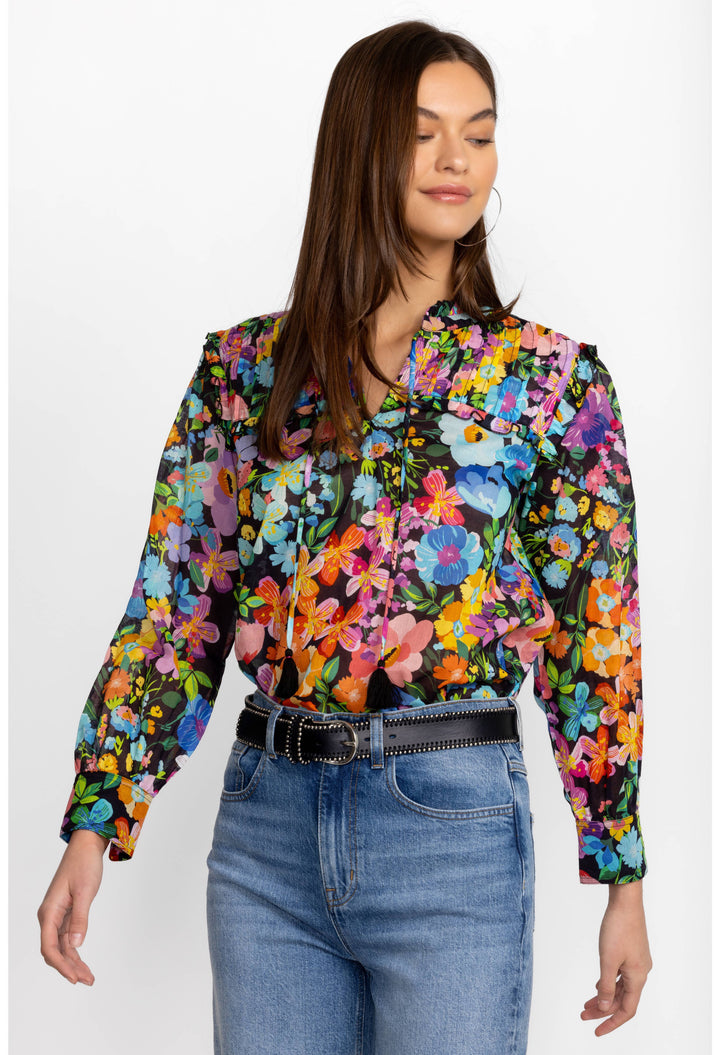 Johnny Was Wild Bloom Ruffle Yolk Blouse Full