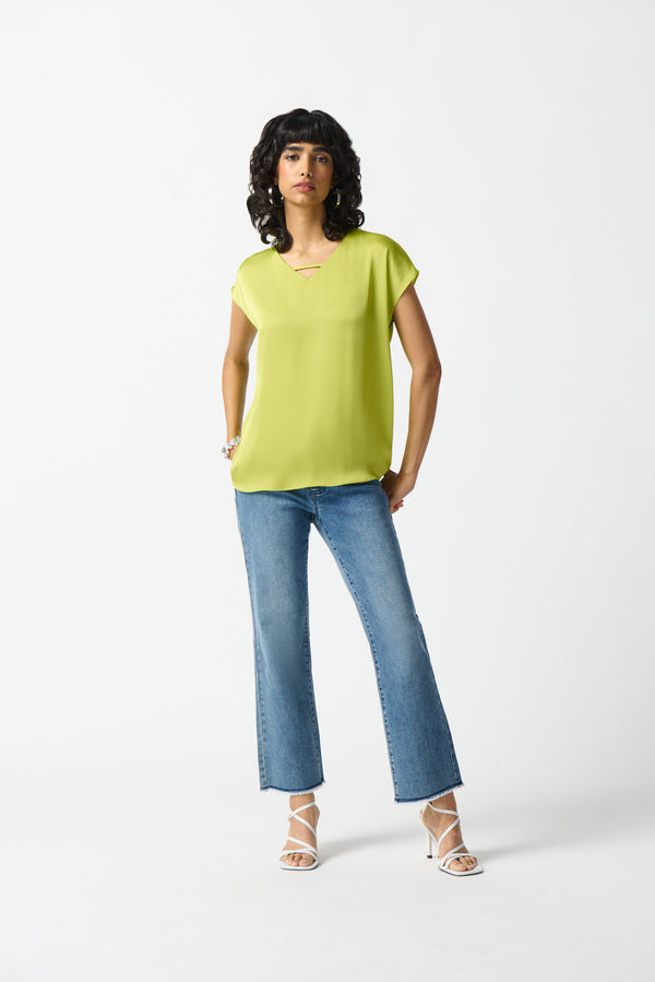 Short Sleeve Satin Top Key Lime Style 242123 