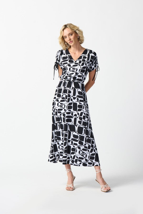 Joseph Ribkoff Shirred Sleeve Midi Dress Style 242100 Full