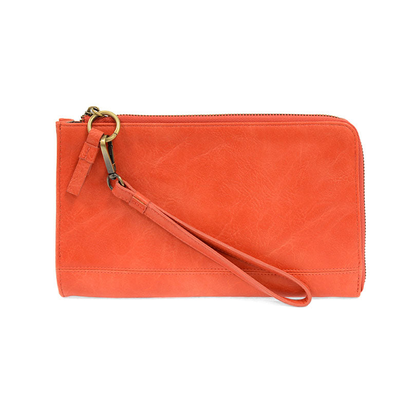 Karina Convertible Wristlet & Wallet Coral Front.