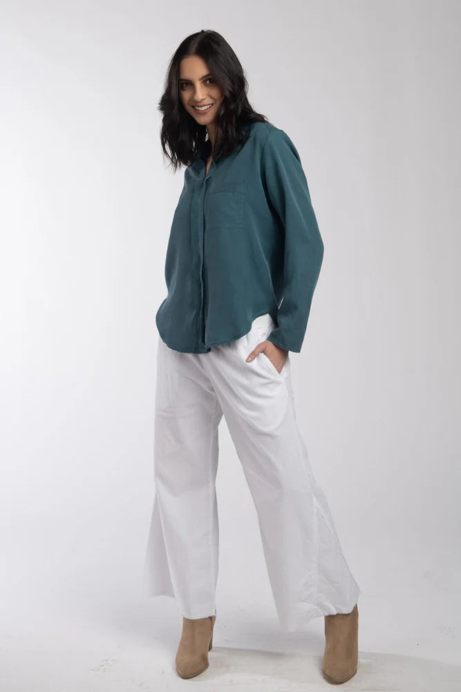 Wide Leg Cord Pant White