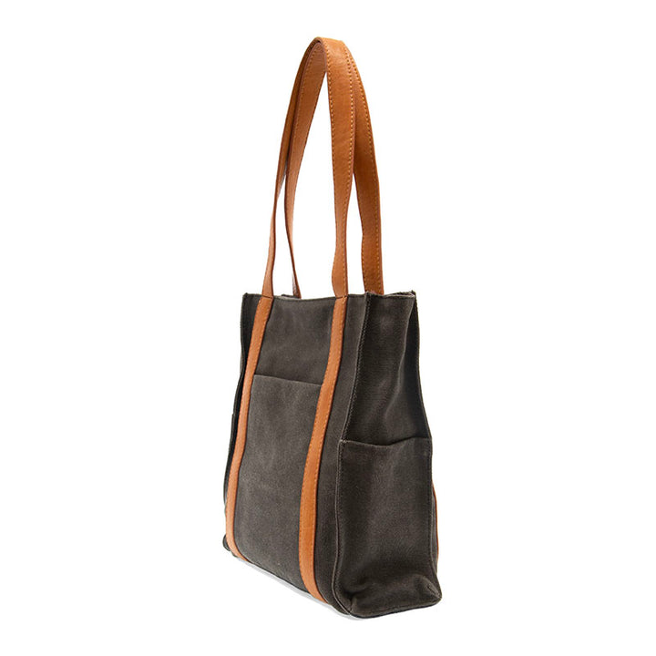 Nicola Canvas Tote Black Side View.