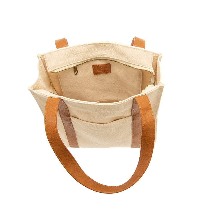 Nicola Canvas Tote Cream Interior.