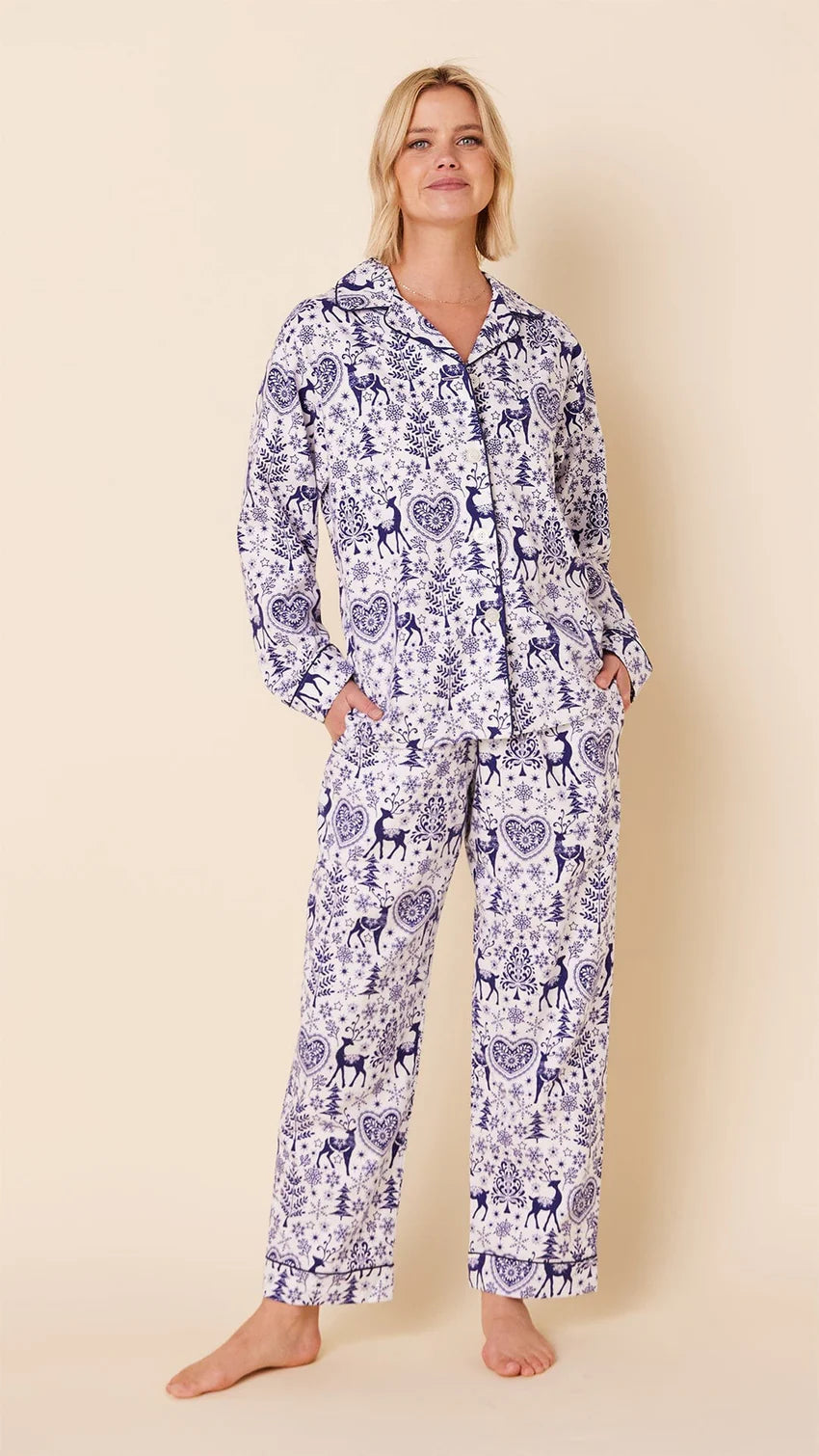 Holly Jolly Flannel Pajama Blue