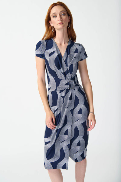 abstract print faux wrap dress 242023 Front
