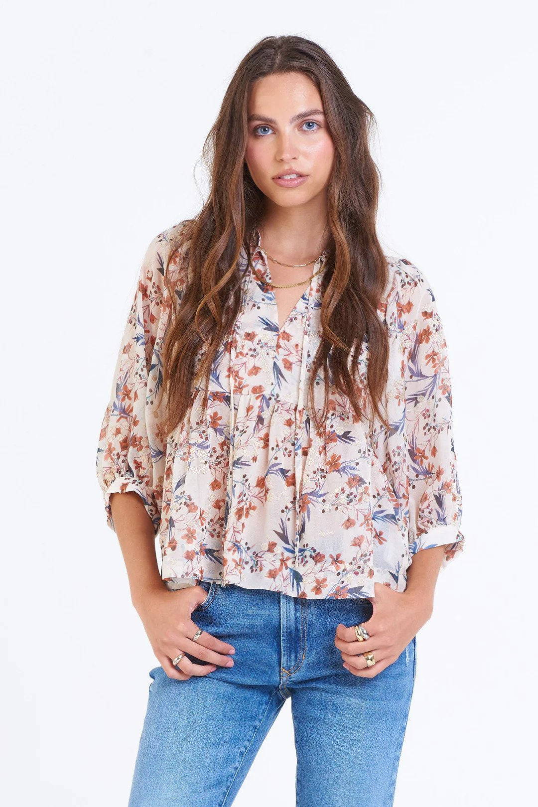 Dear John Malia V-Neck Top Spring Romance Front.