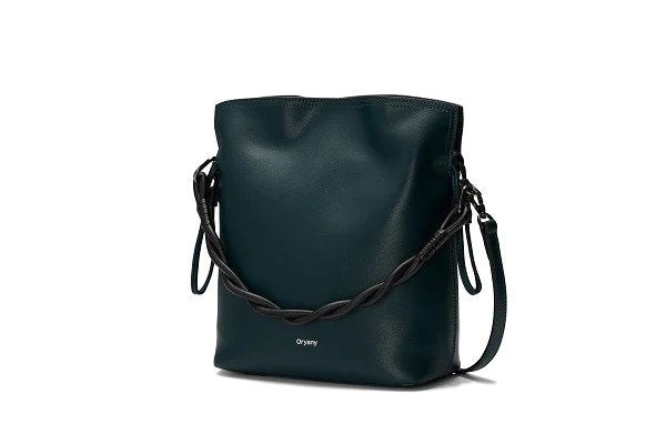 Oryany Madeline Bucket Bag Deep Green Quarter turn.