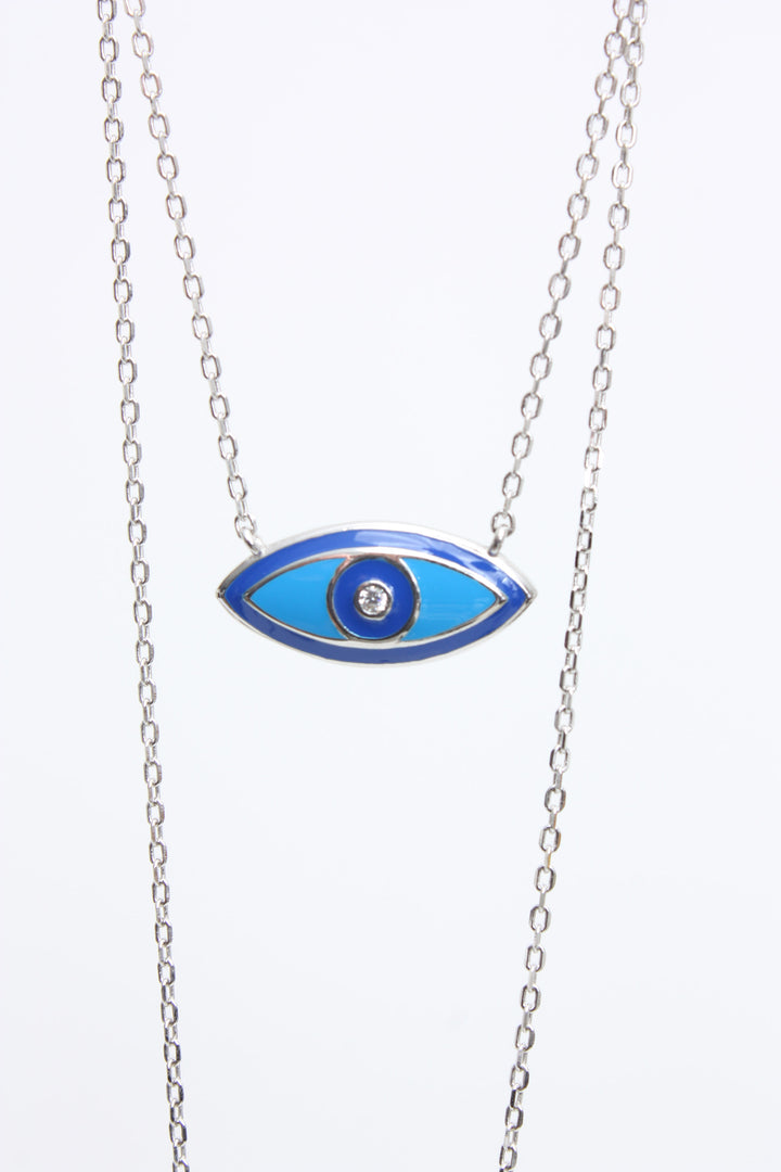 Village Vogue Sterling silver "Evil Eye" oval necklace available at Village Vogue.